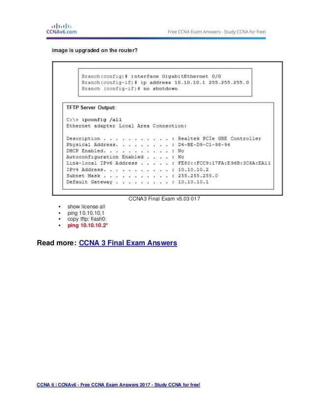 Ccna 3 Final Exam Answers