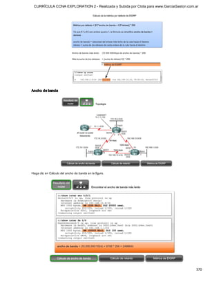 CURRÍCULA CCNA EXPLORATION 2 - Realizada y Subida por Clota para www.GarciaGaston.com.ar




Ancho de banda 




Haga clic en Cálculo del ancho de banda en la figura.




                                                                                       370 
 