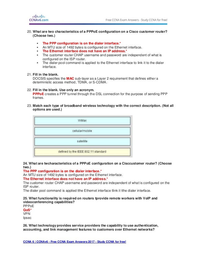 Cisco Ccna Chapter 6 Exam Answers