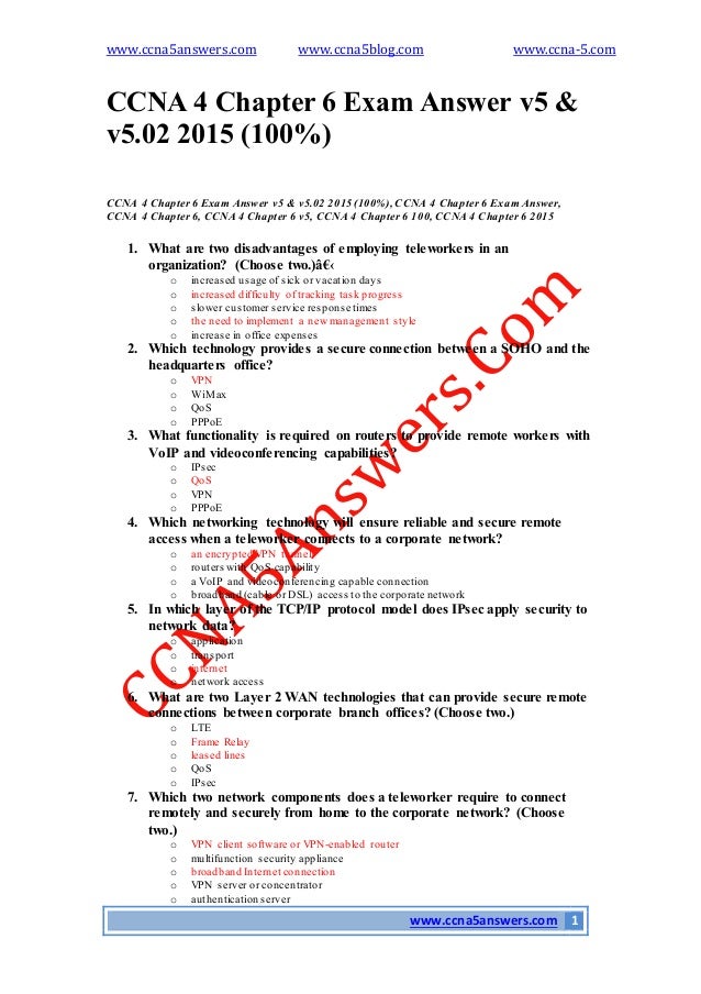 Ccna 4 chapter 6 exam answer v5