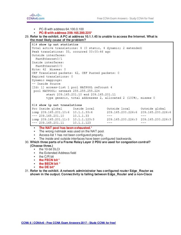 Ccna 4 Chapter 4 Exam Answers