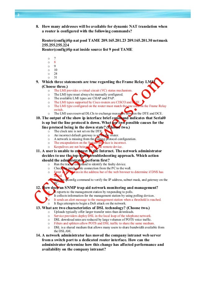 Ccna 4 Chapter 4 Exam Answers