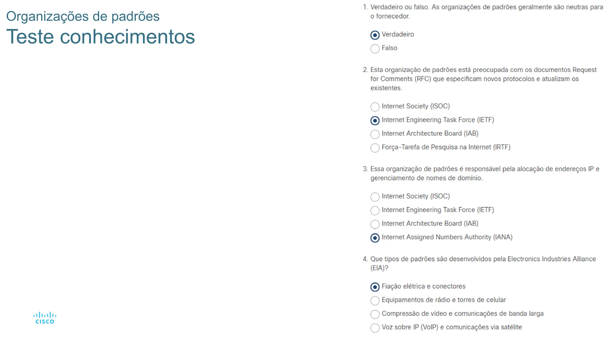 43
Organizações de padrões
Teste conhecimentos
 
