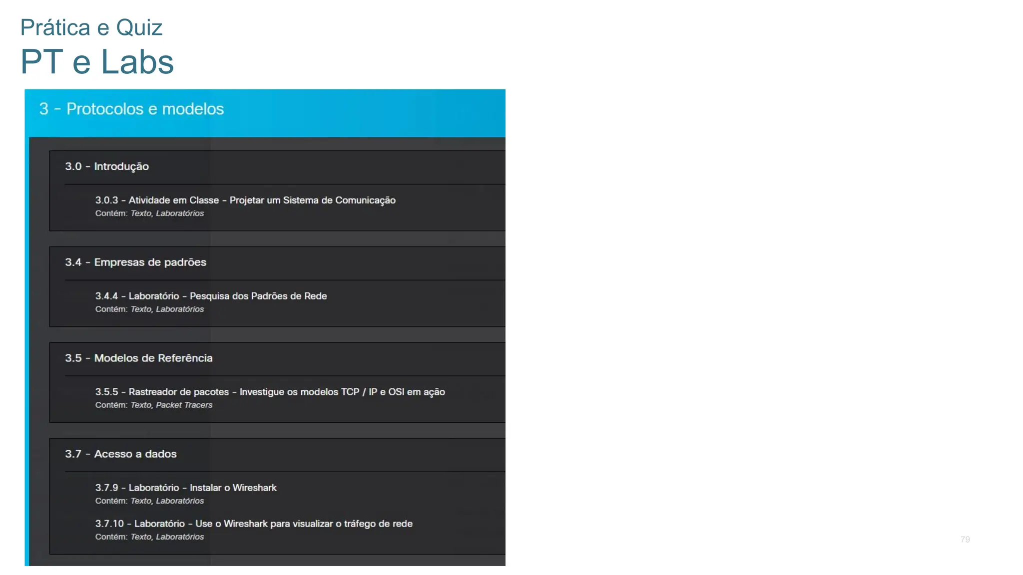 79
Prática e Quiz
PT e Labs
 