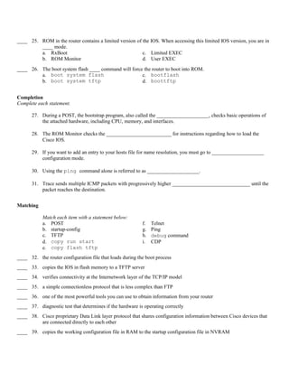 CCNA Router Startup and Configuration Questions | PDF