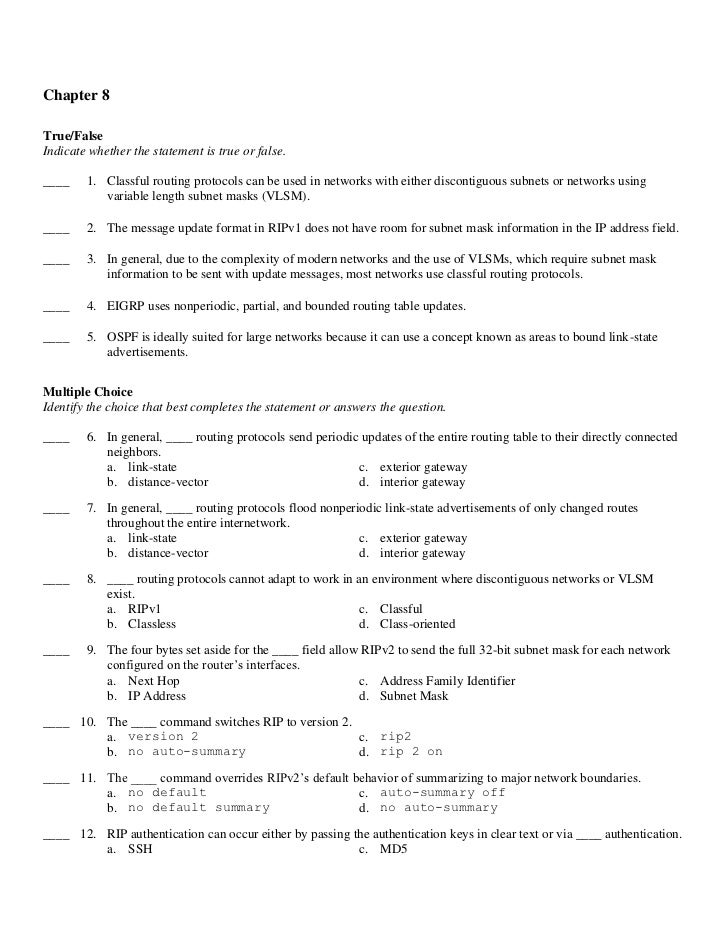 CCNA Advanced Routing Protocols Questions