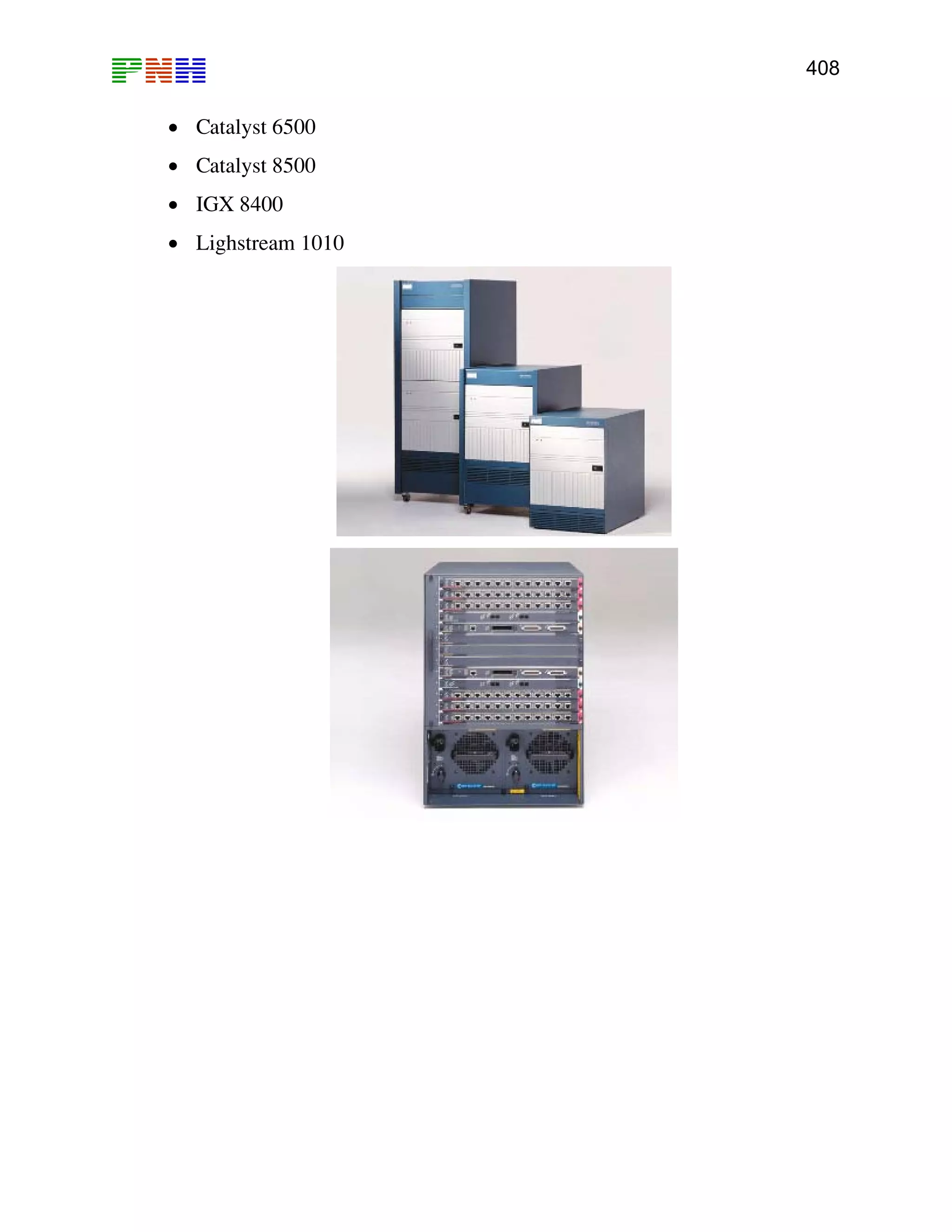 408

• Catalyst 6500
• Catalyst 8500
• IGX 8400
• Lighstream 1010

 