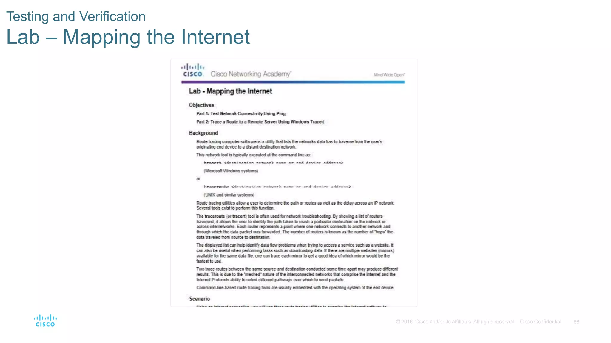88© 2016 Cisco and/or its affiliates. All rights reserved. Cisco Confidential
Testing and Verification
Lab – Mapping the Internet
 