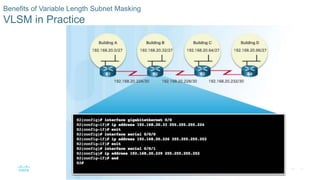 57© 2016 Cisco and/or its affiliates. All rights reserved. Cisco Confidential
Benefits of Variable Length Subnet Masking
VLSM in Practice
 