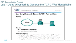 42© 2016 Cisco and/or its affiliates. All rights reserved. Cisco Confidential
TCP Communication Process
Lab – Using Wireshark to Observe the TCP 3-Way Handshake
 