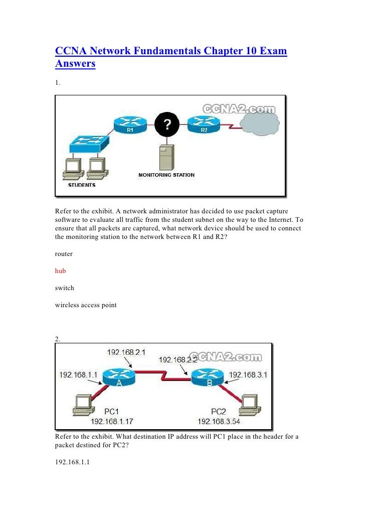 Ccna network fundamentals chapter 10 exam answers