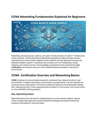 Ccna Basic Programs CCNA Networking Fundamentals Explained for Beginners Guide | PDF