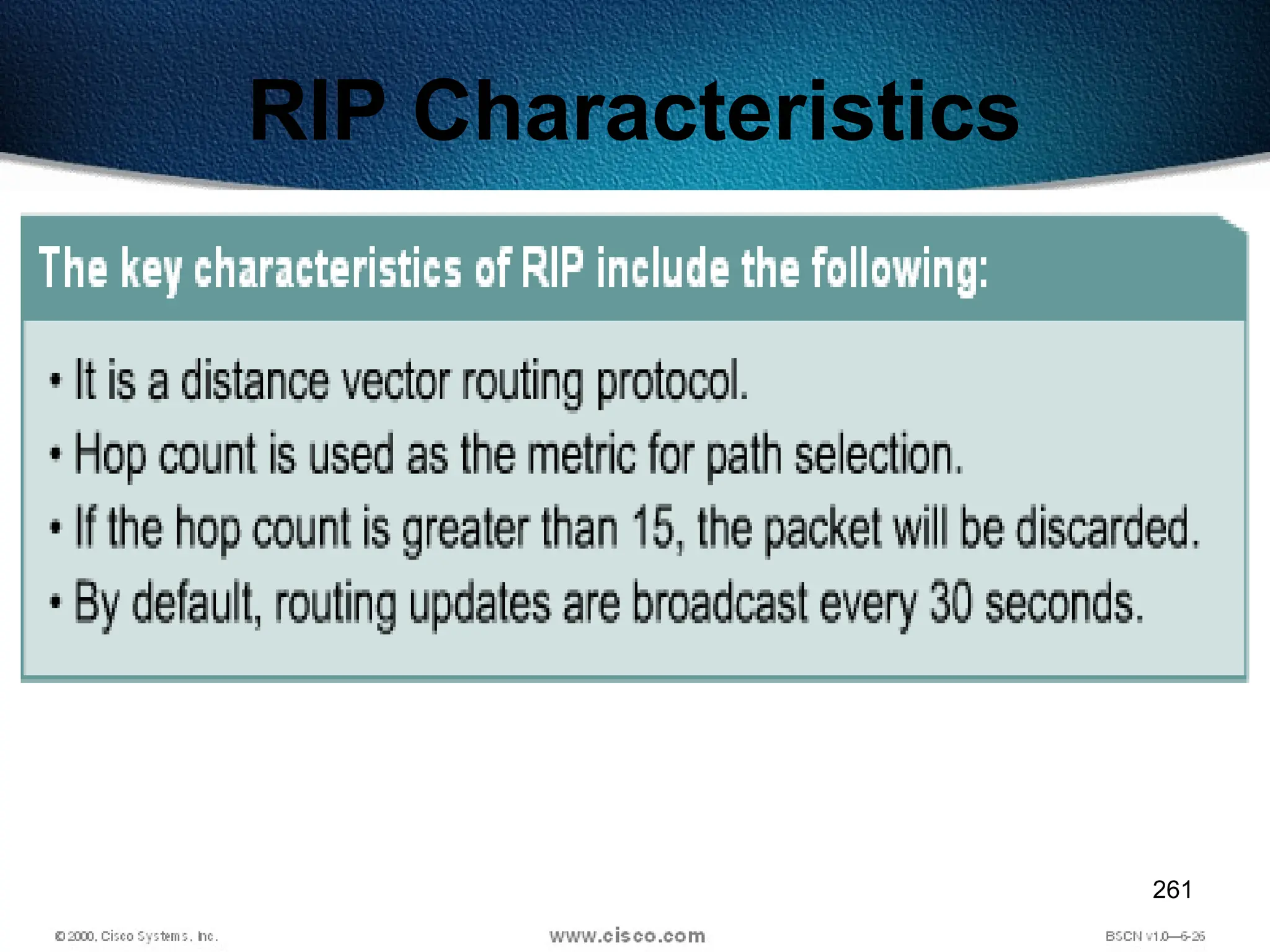 261
RIP Characteristics
 