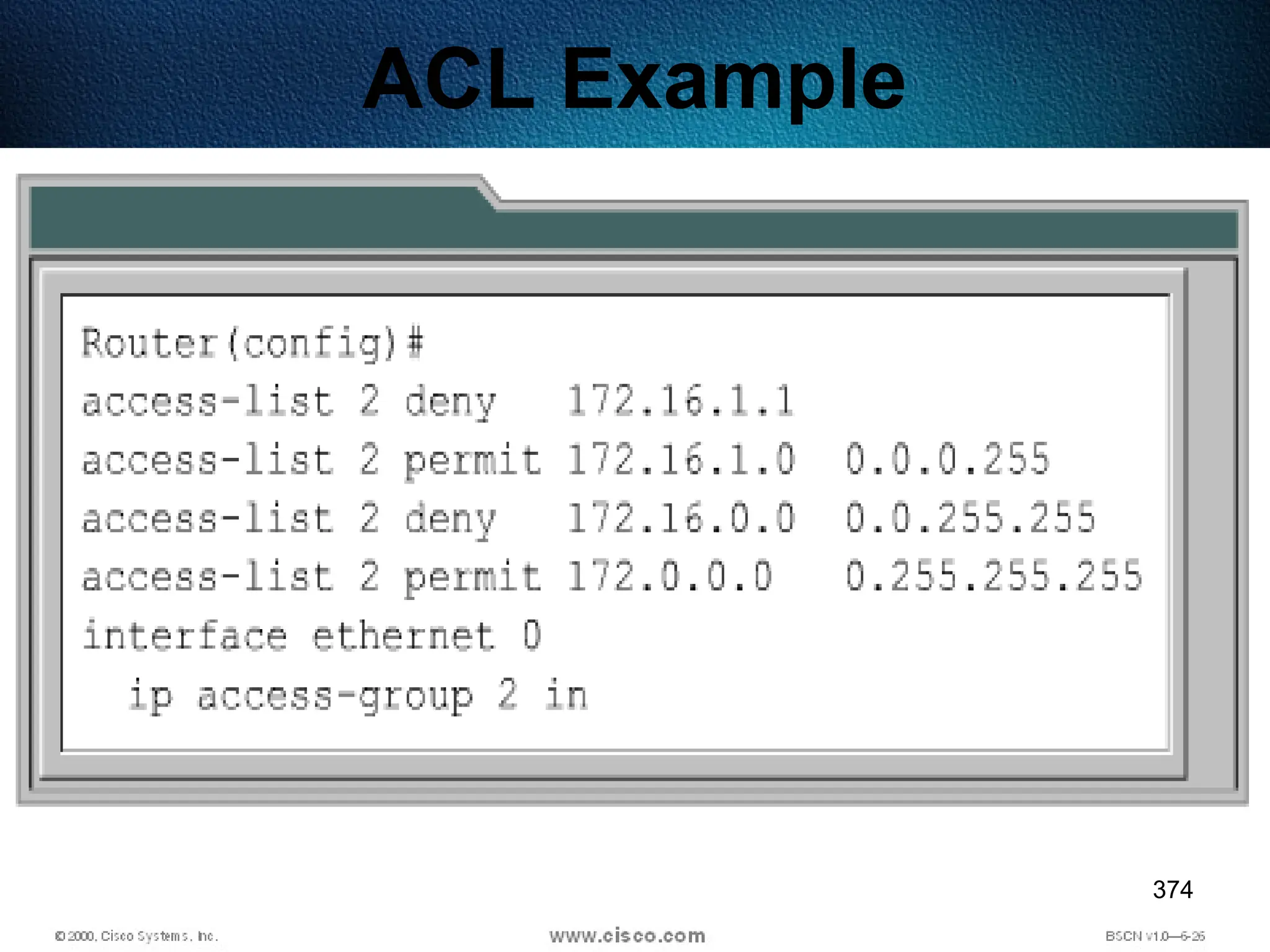 374
ACL Example
 