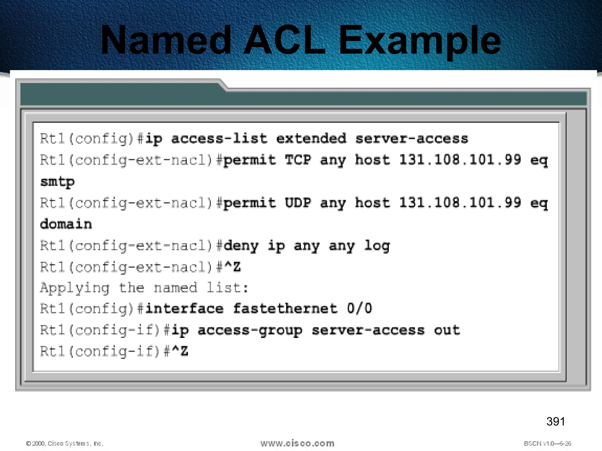 391
Named ACL Example
 