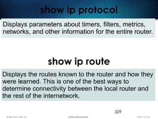 329
show ip protocol
show ip route
 