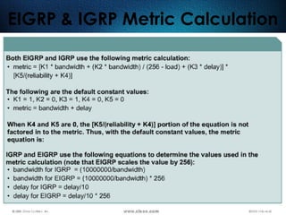 342
EIGRP & IGRP Metric Calculation
 