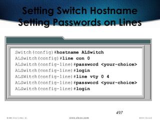 497
Setting Switch Hostname
Setting Passwords on Lines
 