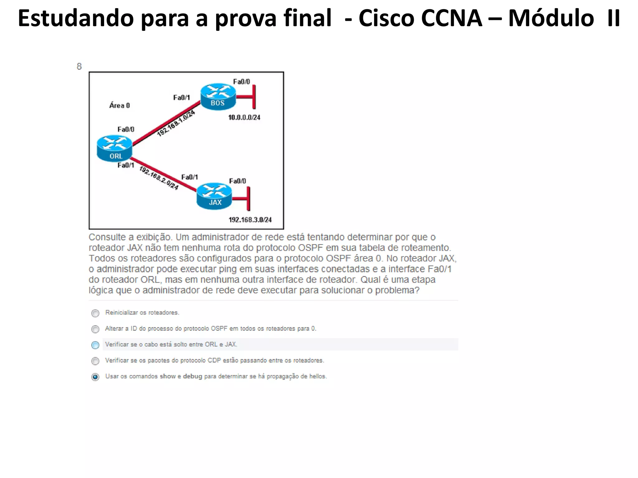 Estudando para a prova final - Cisco CCNA – Módulo II
 