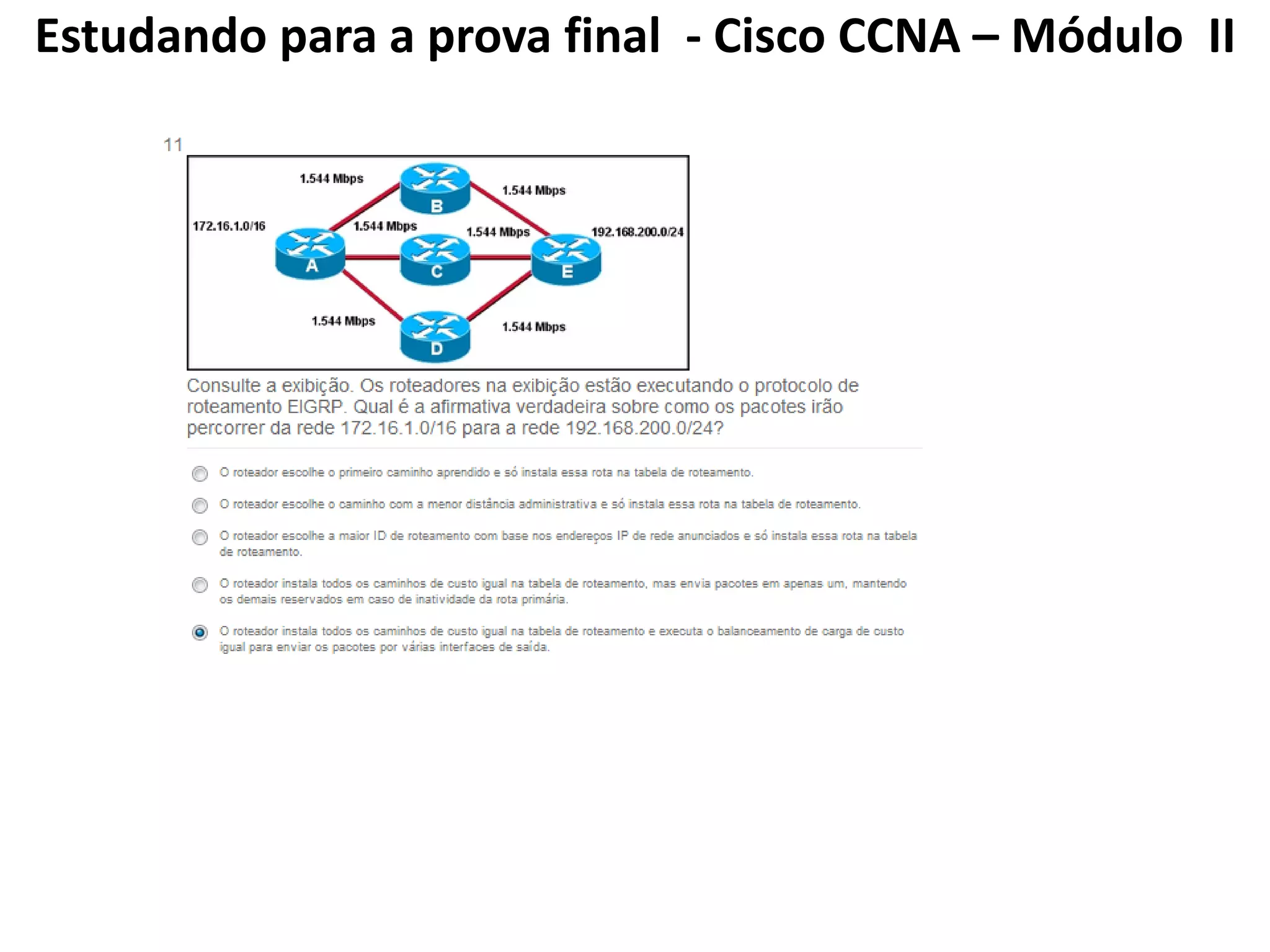 Estudando para a prova final - Cisco CCNA – Módulo II
 