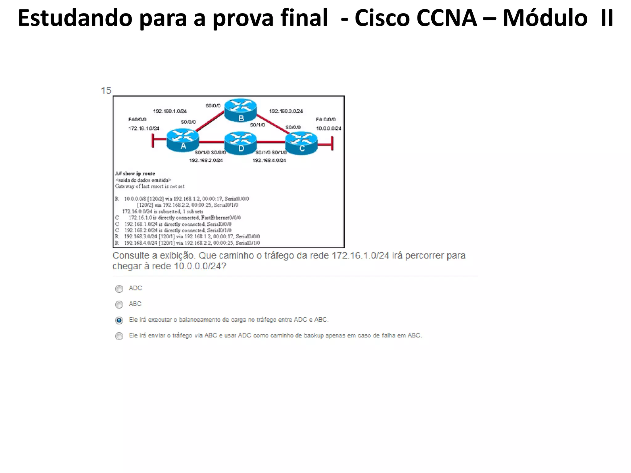 Estudando para a prova final - Cisco CCNA – Módulo II
 