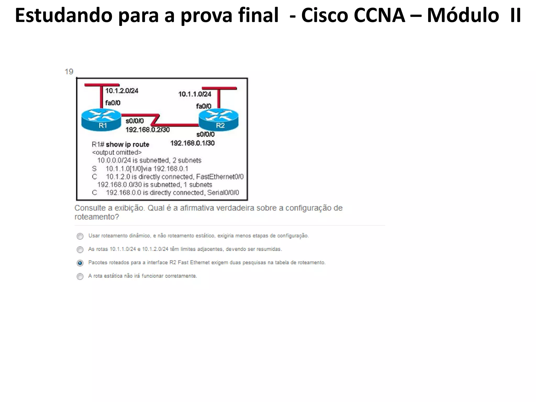 Estudando para a prova final - Cisco CCNA – Módulo II
 