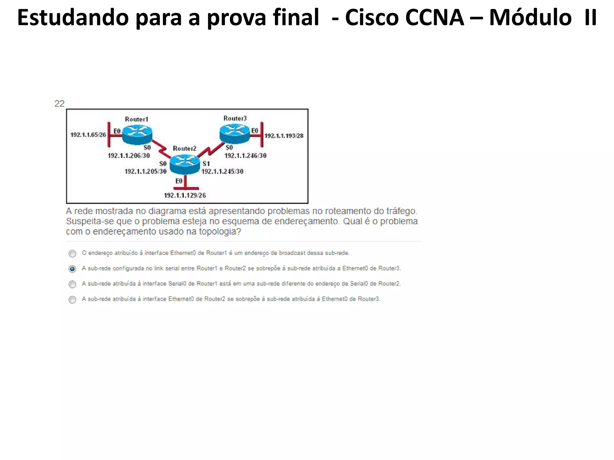 Estudando para a prova final - Cisco CCNA – Módulo II
 