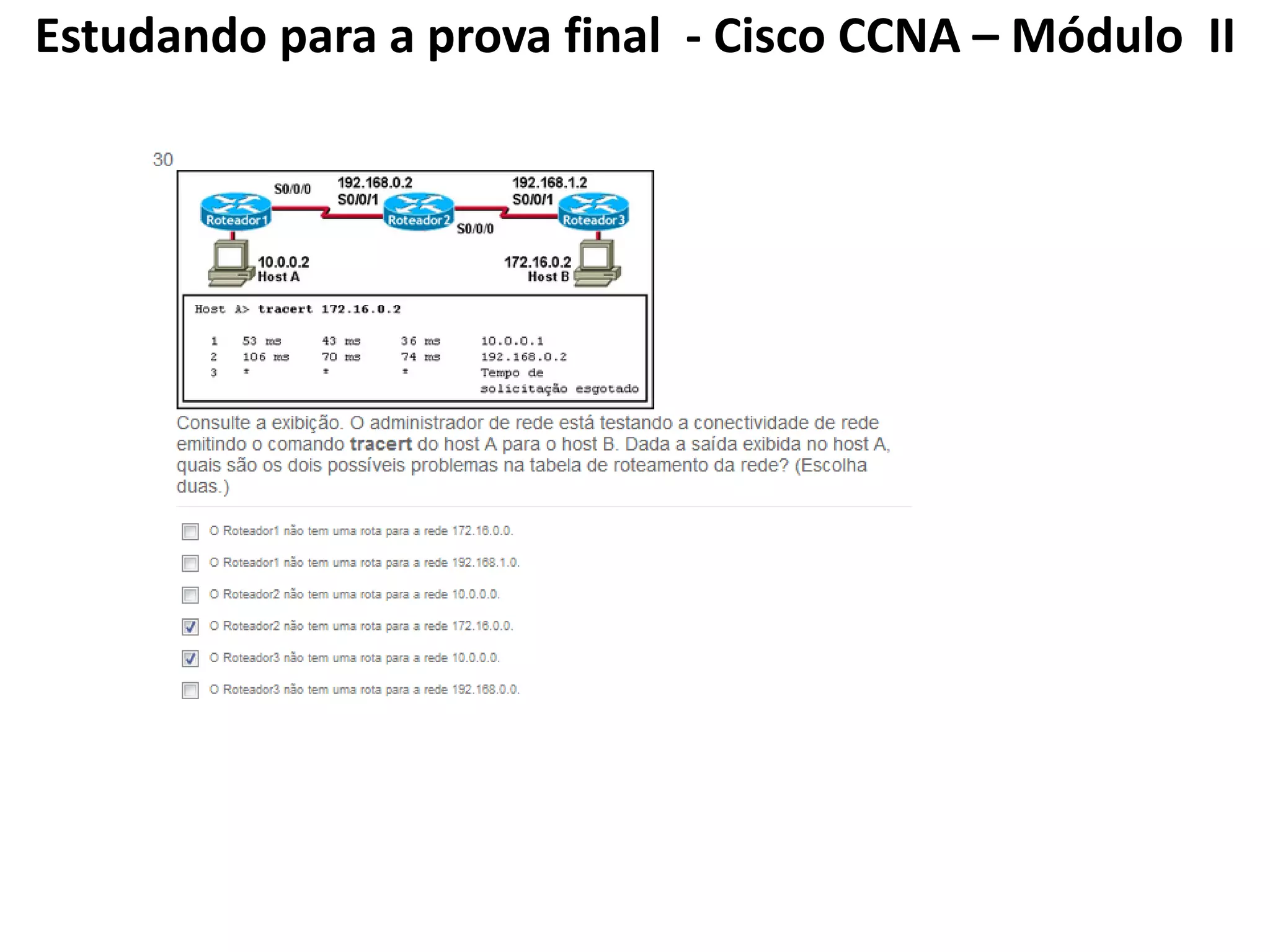 Estudando para a prova final - Cisco CCNA – Módulo II
 