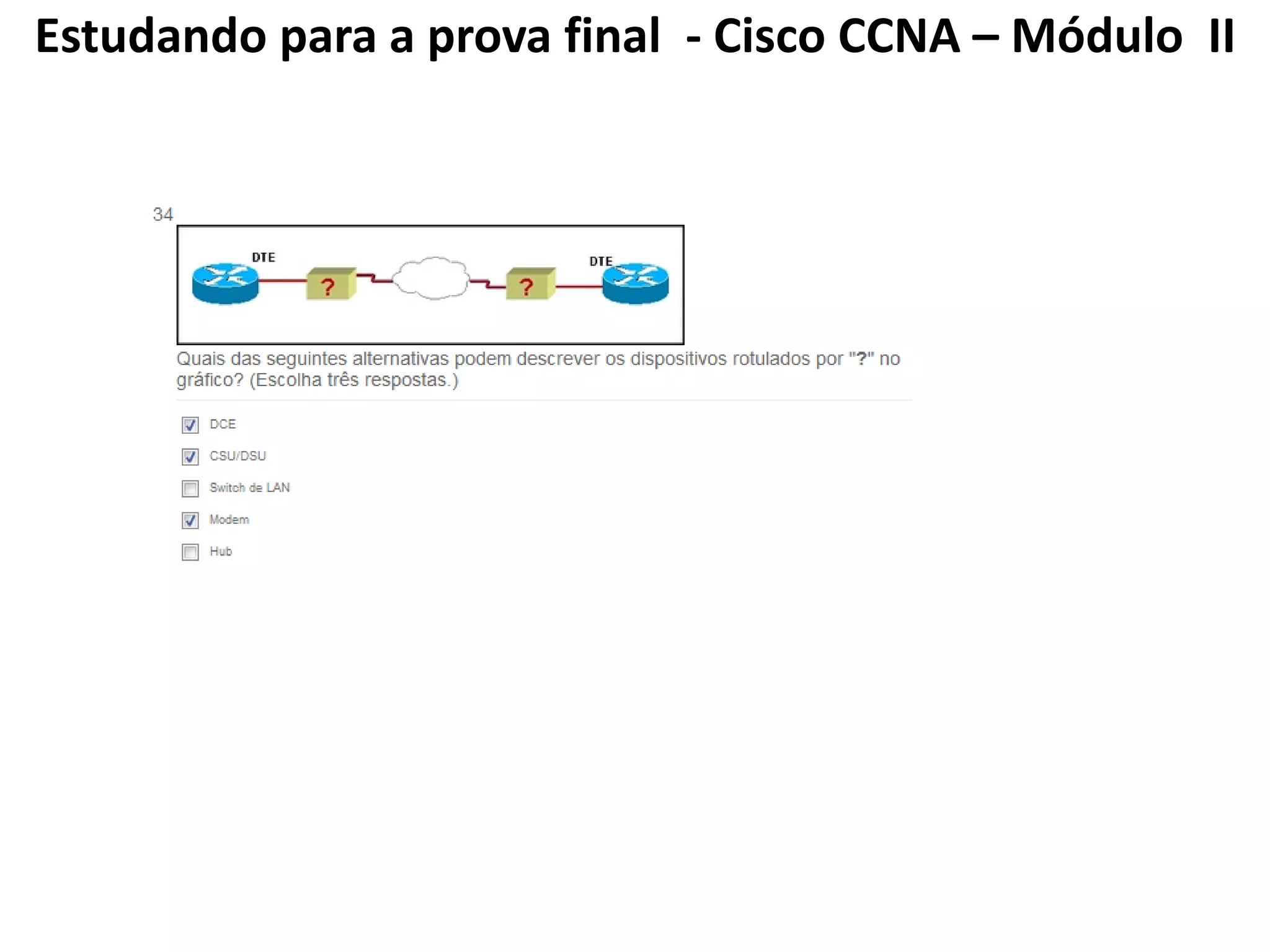 Estudando para a prova final - Cisco CCNA – Módulo II
 