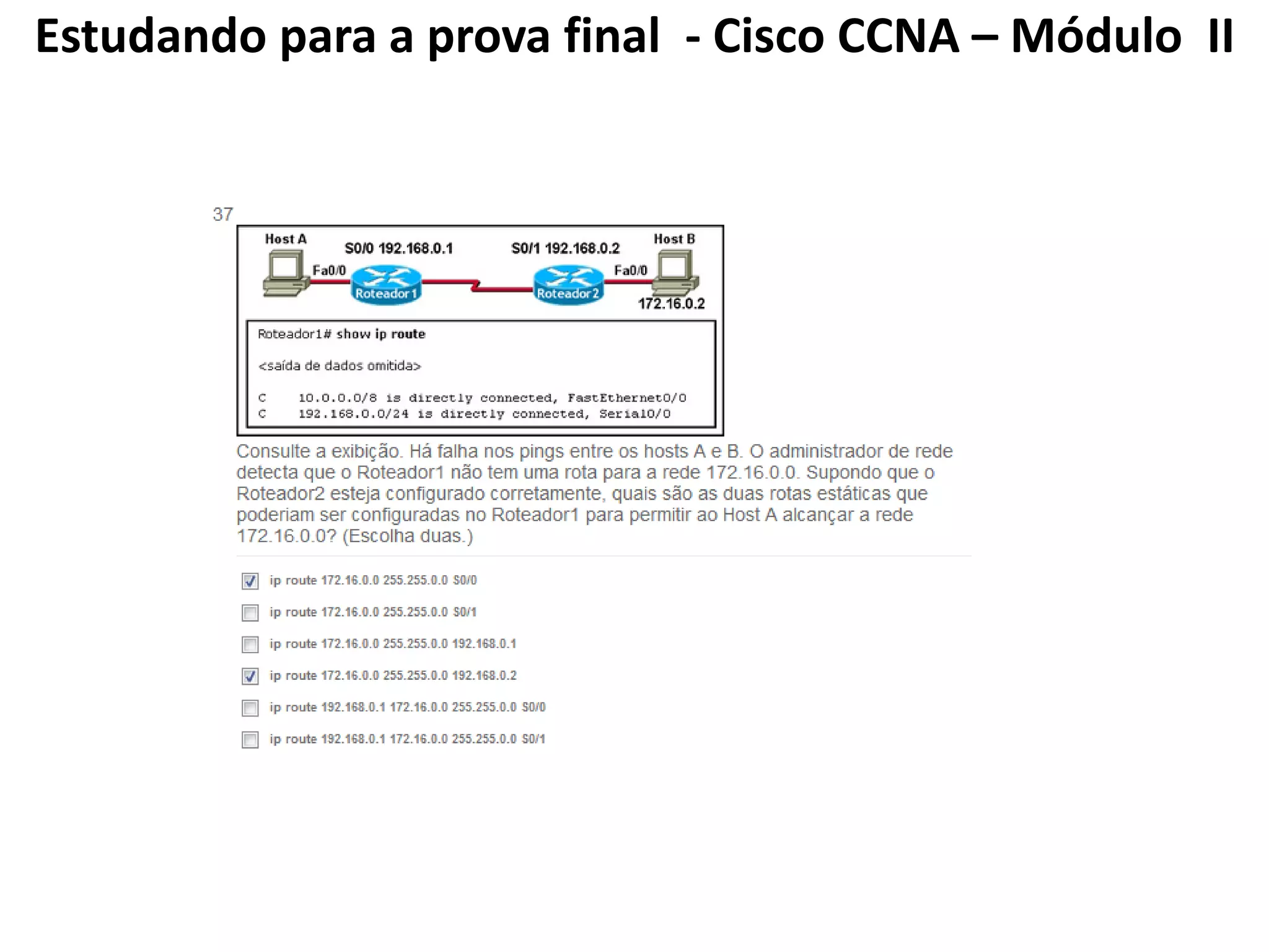 Estudando para a prova final - Cisco CCNA – Módulo II
 