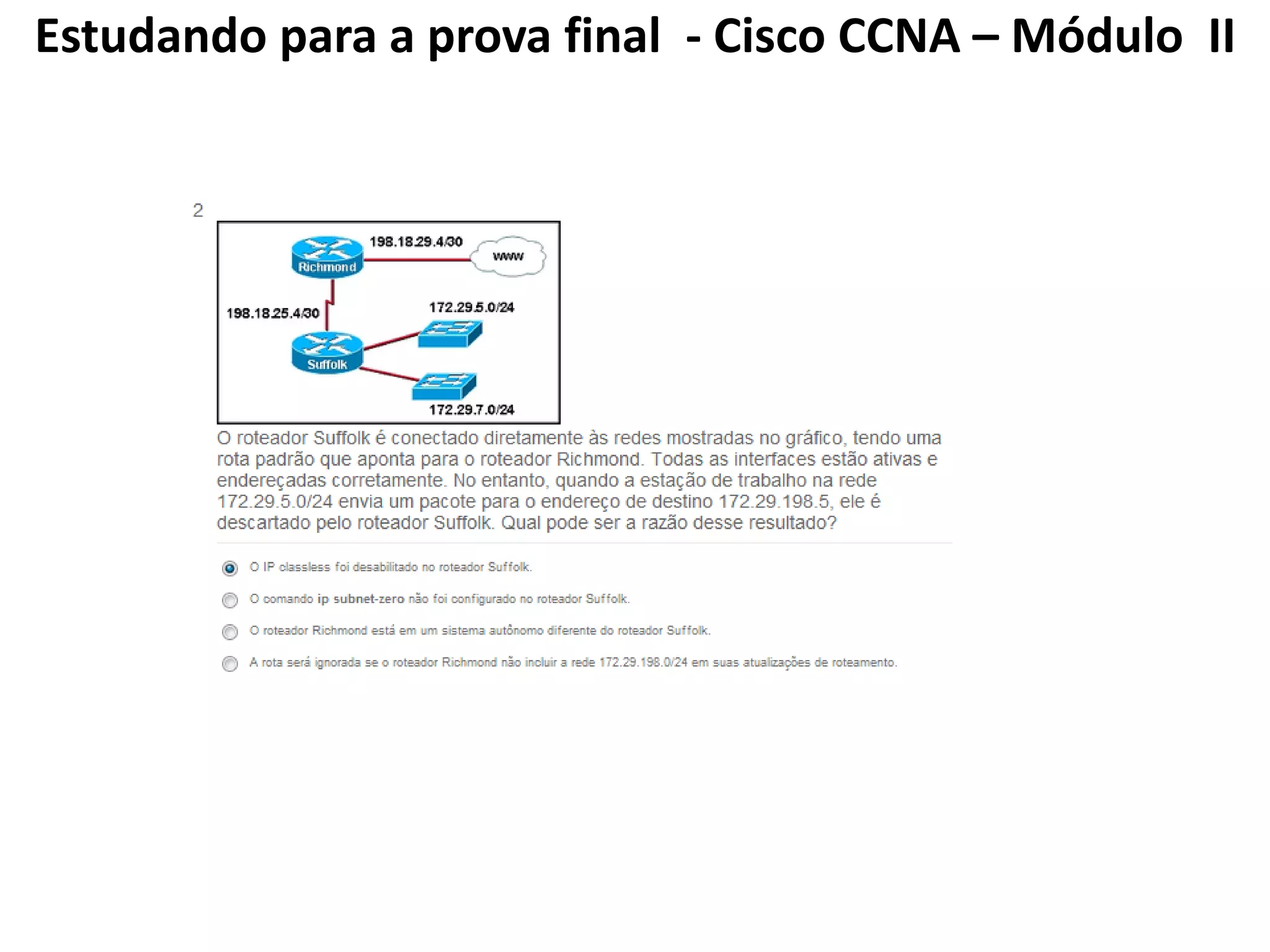 Estudando para a prova final - Cisco CCNA – Módulo II
 