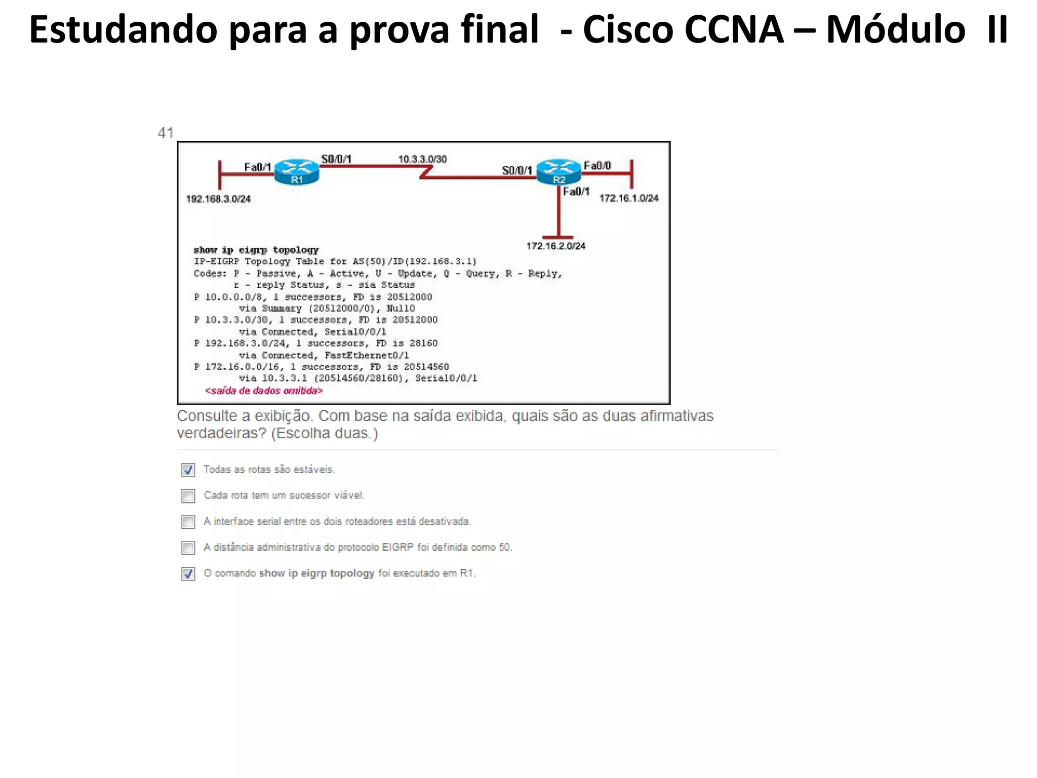 Estudando para a prova final - Cisco CCNA – Módulo II
 