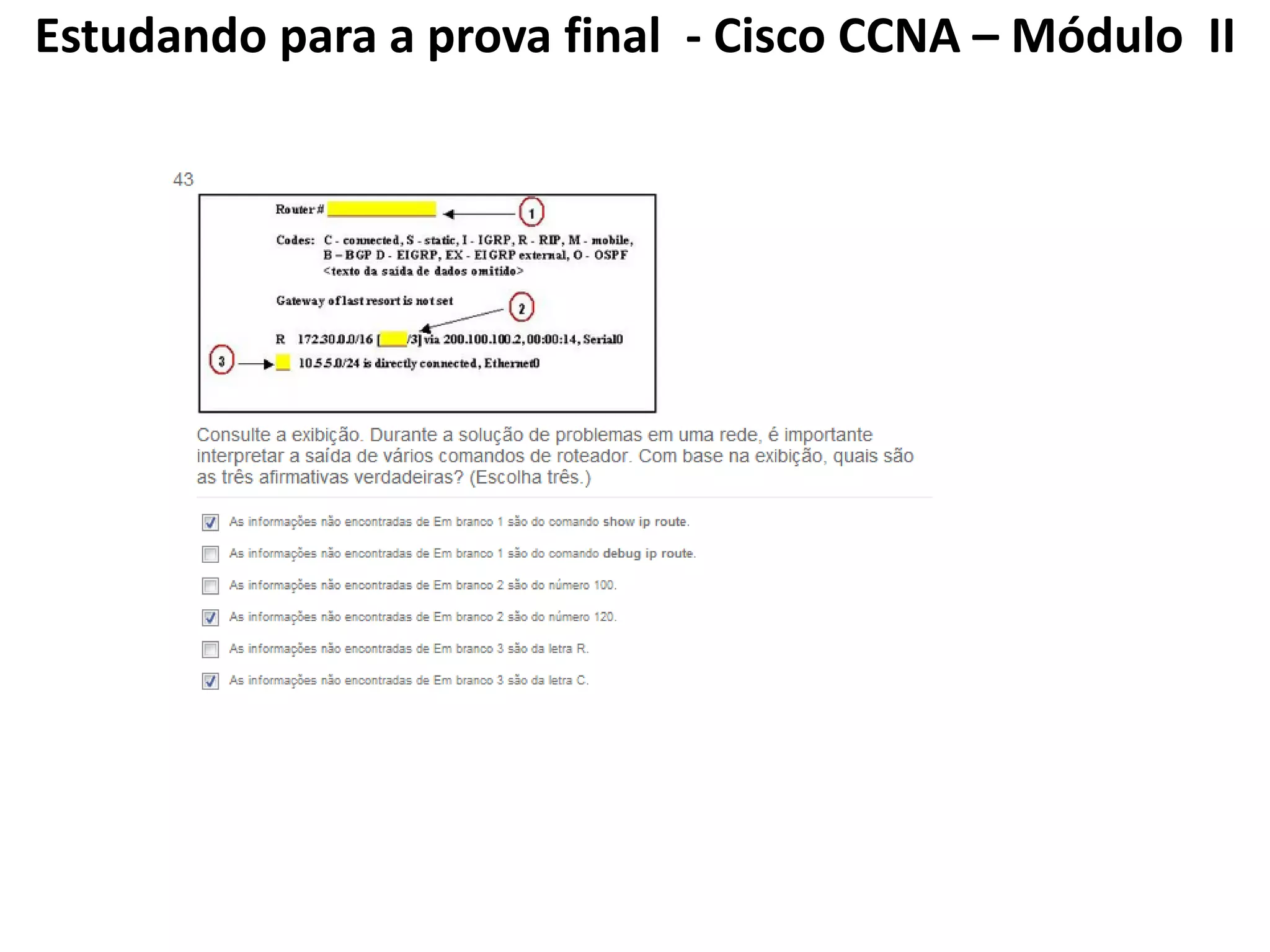 Estudando para a prova final - Cisco CCNA – Módulo II
 