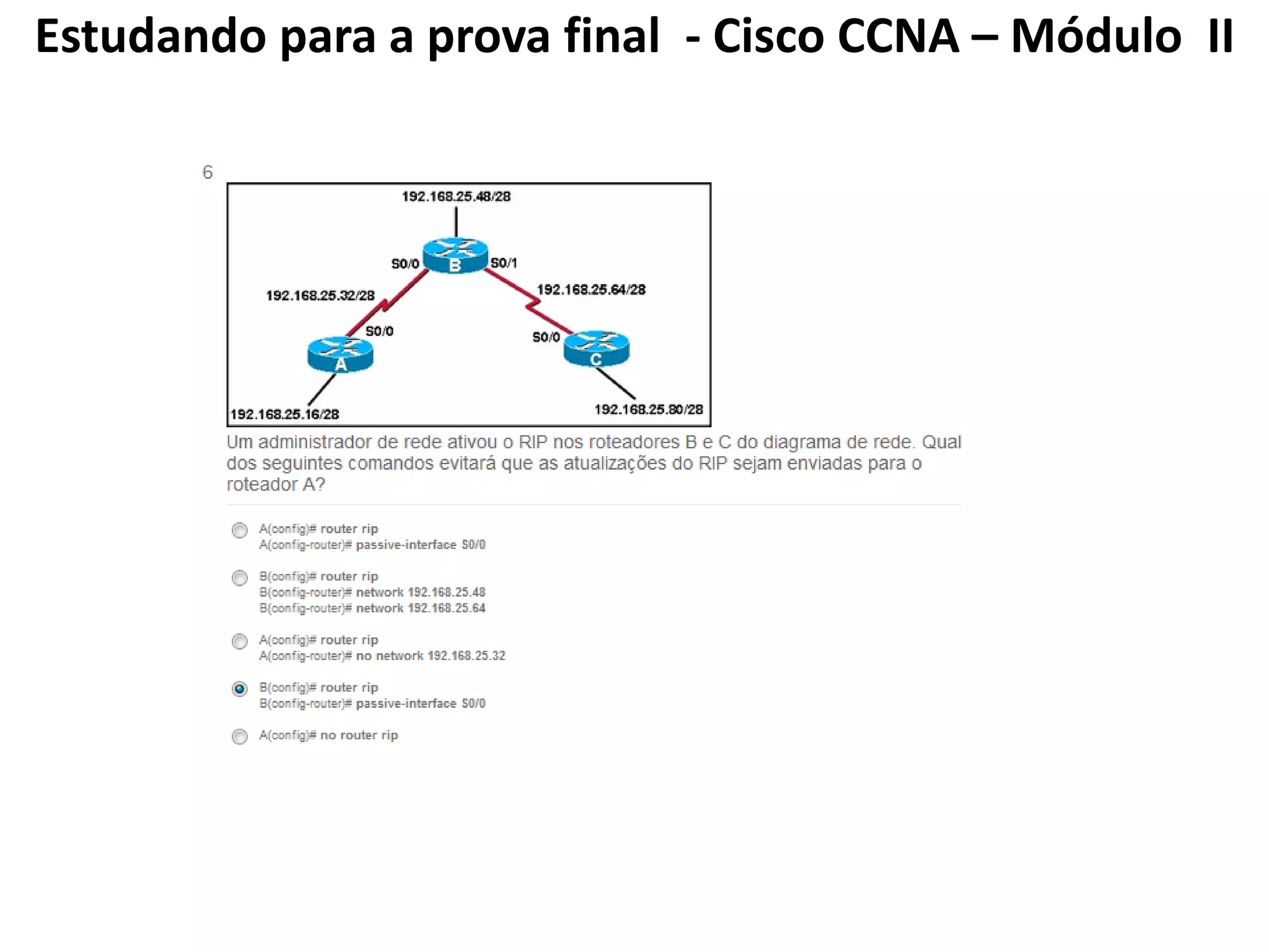 Estudando para a prova final - Cisco CCNA – Módulo II
 