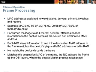 Presentation_ID 46© 2008 Cisco Systems, Inc. All rights reserved. Cisco Confidential
Ethernet Operation
Frame Processing
...