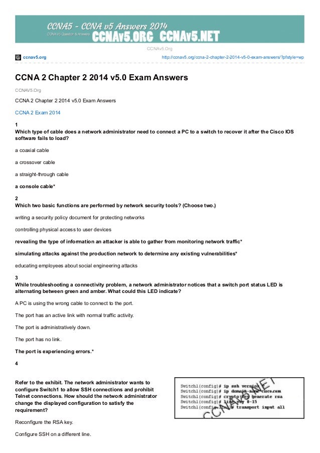 Cisco Ccna Chapter 2 Exam Answers