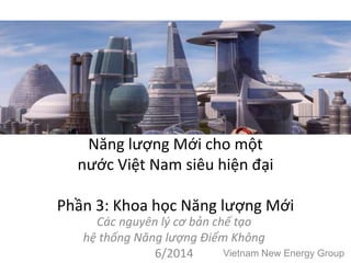 Năng lượng Mới cho một
nước Việt Nam siêu hiện đại
Phần 3: Khoa học Năng lượng Mới
Các nguyên lý cơ bản chế tạo
hệ thống Năng lượng Điểm Không
6/2014 Vietnam New Energy Group
 