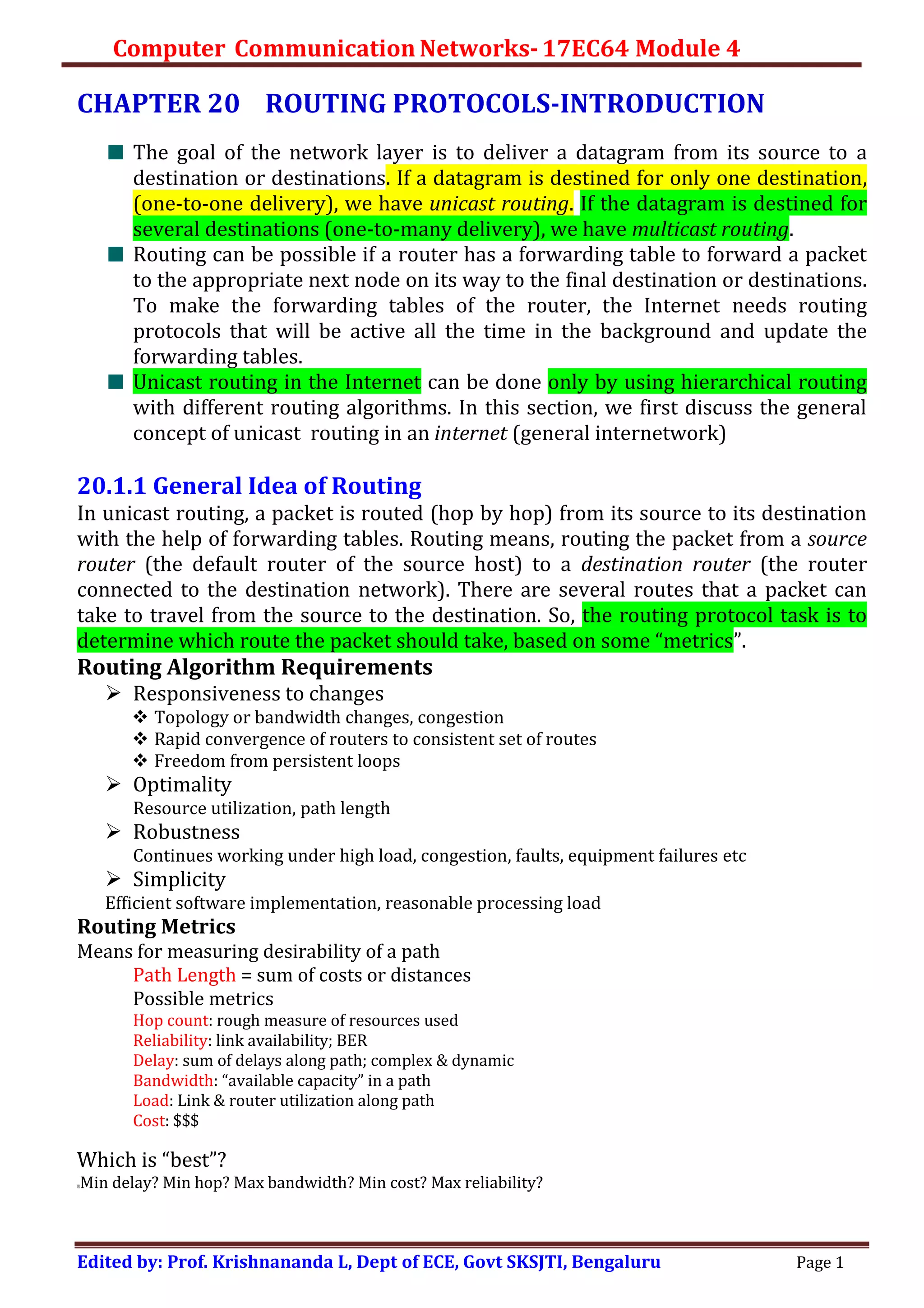 Computer Communication Networks-Routing protocols 1 | PDF | Computer ...