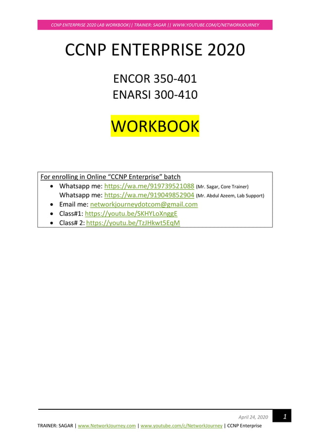 Ccnp enterprise workbook v1.0 eigrp | PDF
