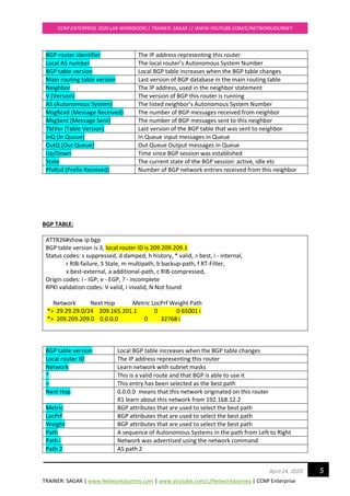 Ccnp enterprise workbook v1.0 bgp zero to hero | PDF