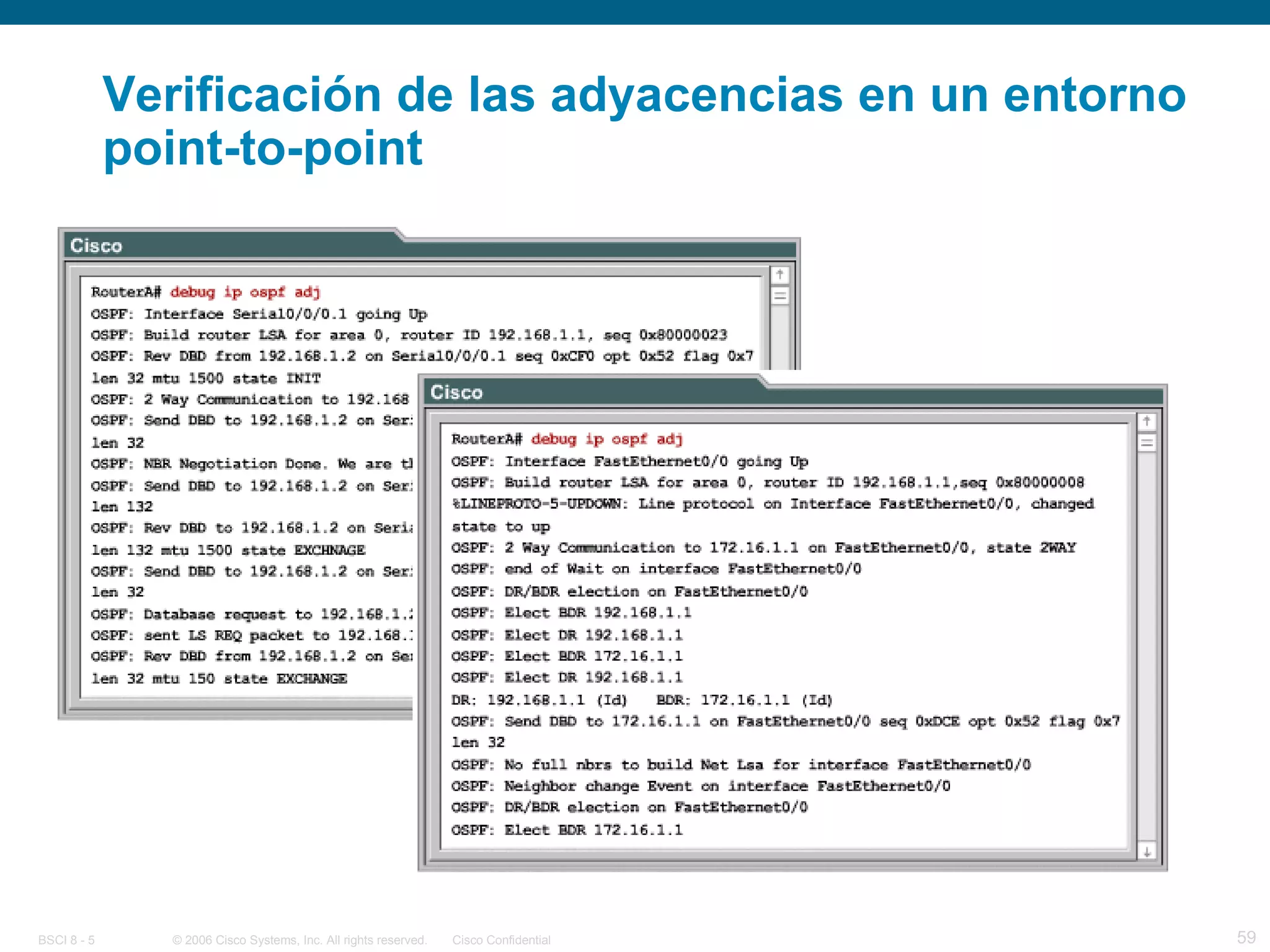 Verificación de las adyacencias en un entorno point-to-point 