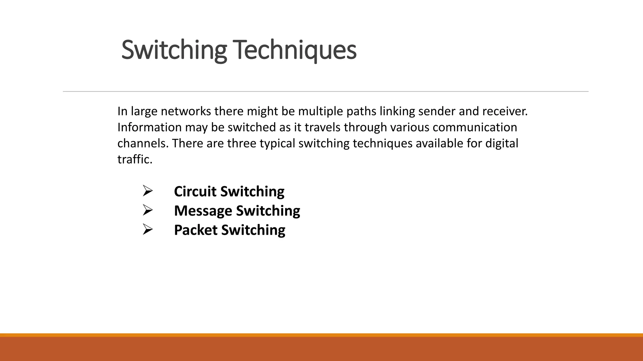 switching techniques | PPTX | Computer Networking | Computing