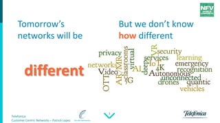 Telefonica
Customer Centric Networks – Patrick Lopez
3
Tomorrow’s
networks will be
But we don’t know
how different
different
 