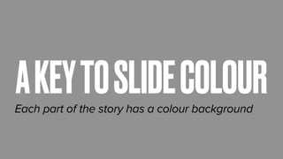 AKEYTOSLIDECOLOUREach part of the story has a colour background
 