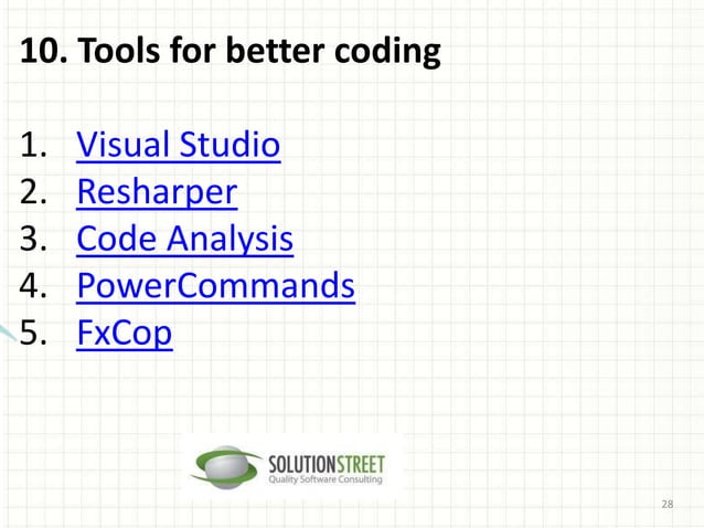 C# coding standards, good programming principles & refactoring | PPT