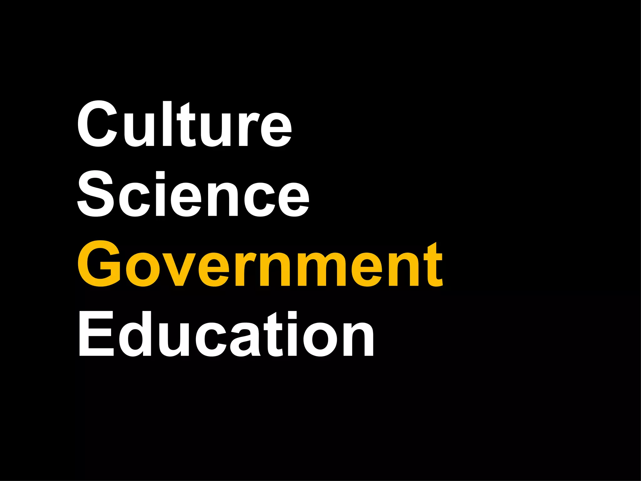 Culture Science  Government  Education 