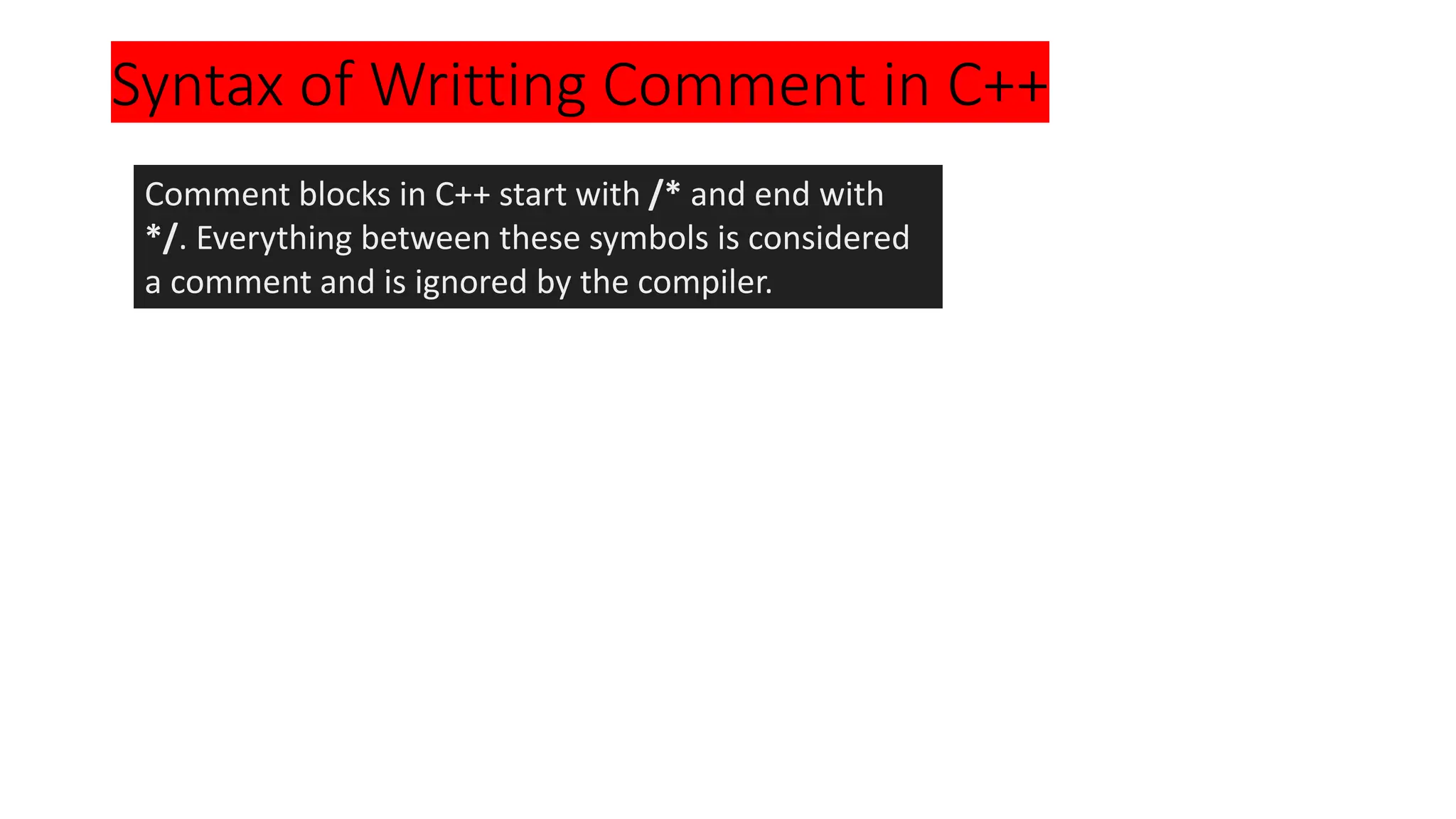 C++ comment Block In C++Programming Pdf | PPT