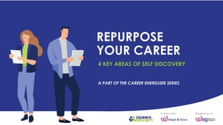REPURPOSE
YOUR CAREER
4 KEY AREAS OF SELF DISCOVERY
A PART OF THE CAREER ENERGISER SERIES
 