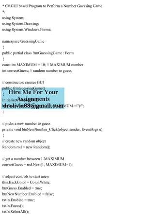 C# console based Program to Perform a Number Guessing Game .pdf