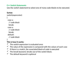 C++ CONTROL STRUCTURES - IF & LOOPS STMT | PPTX